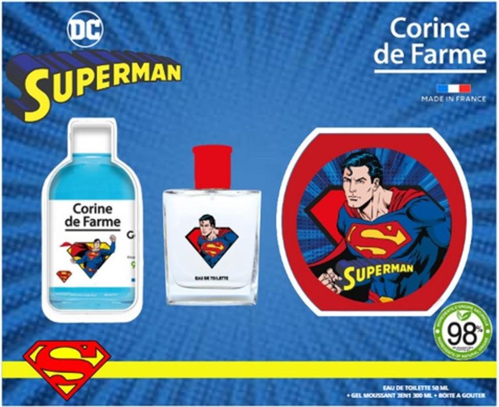 CORINE DE FARME Disney Superman Geschenkset (Eau de Toilette 50ml + 3-in-1 Schaumgel 300ml + Snackbox)