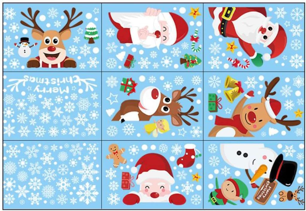 248 Stück Weihnachts Fenstersticker – Doppelseitige Wiederverwendbare PVC Aufkleber für Glasfenster – Festliche Fensterbilder zur Weihnachtsd...
