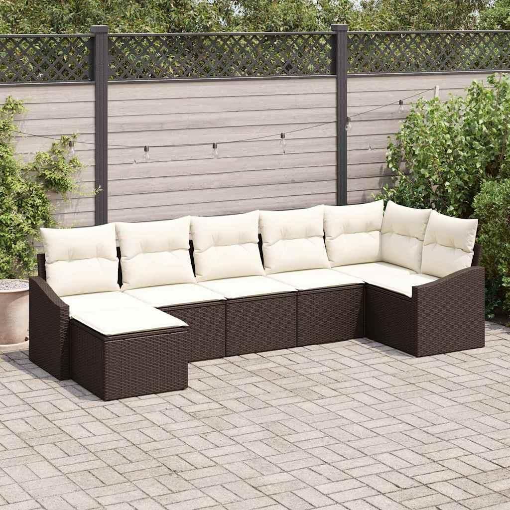Maison Exclusive - Sofa Set mit Kissen 7 pcs Braun Poly Rattan