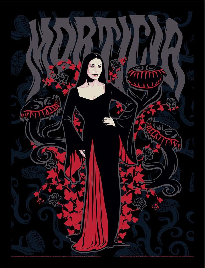 Wednesday - Gerahmtes Poster, "Morticia Addams" PM12347 (45 cm x 35 cm x 1,7 cm) (Schwarz/Rot)