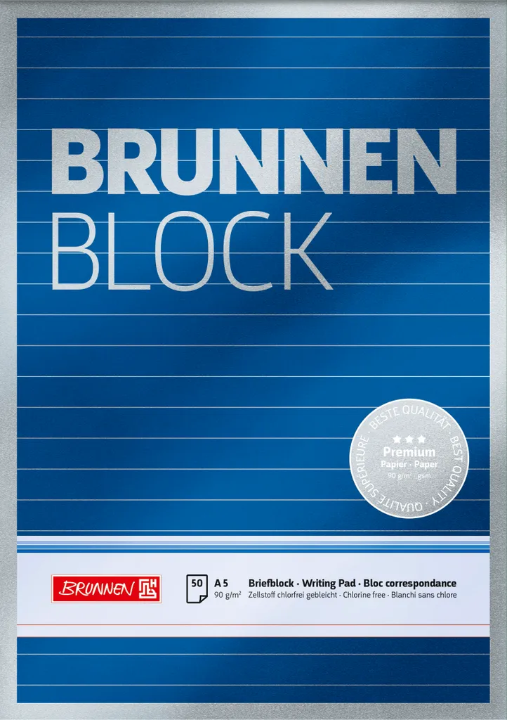 Évitez les bavures d'encre avec le bloc A5 BRUNNEN Premium 90g