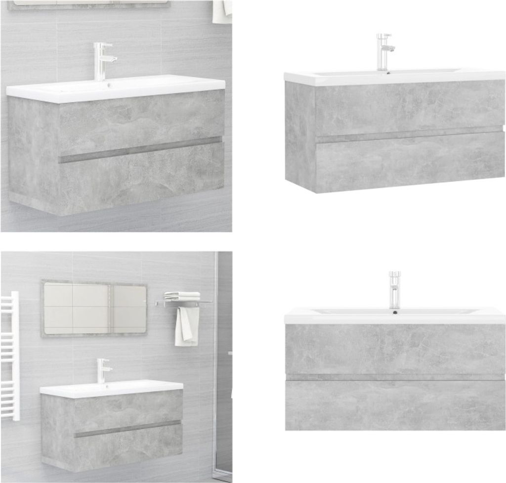 vidaXL Waschbeckenunterschrank Einbaubecken Betongrau Holzwerkstoff - Waschbeckenunterschrank Mit Waschbecken - Waschbeckenunterschränke Mit Wasch...