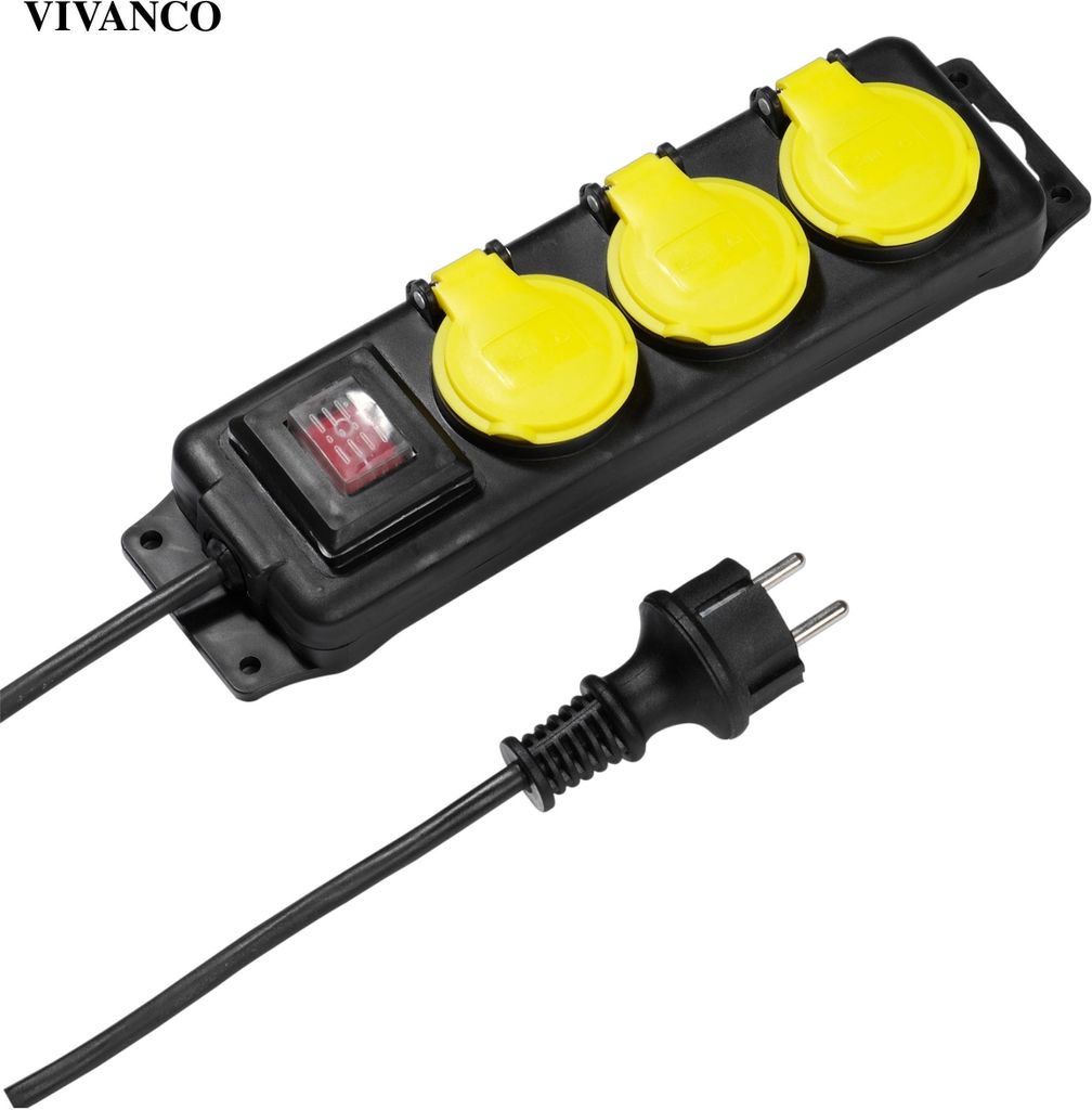 VIVanco™Outdoor Steckdosenleiste 3-fach, mit Schalter, IP44 Produktbild 