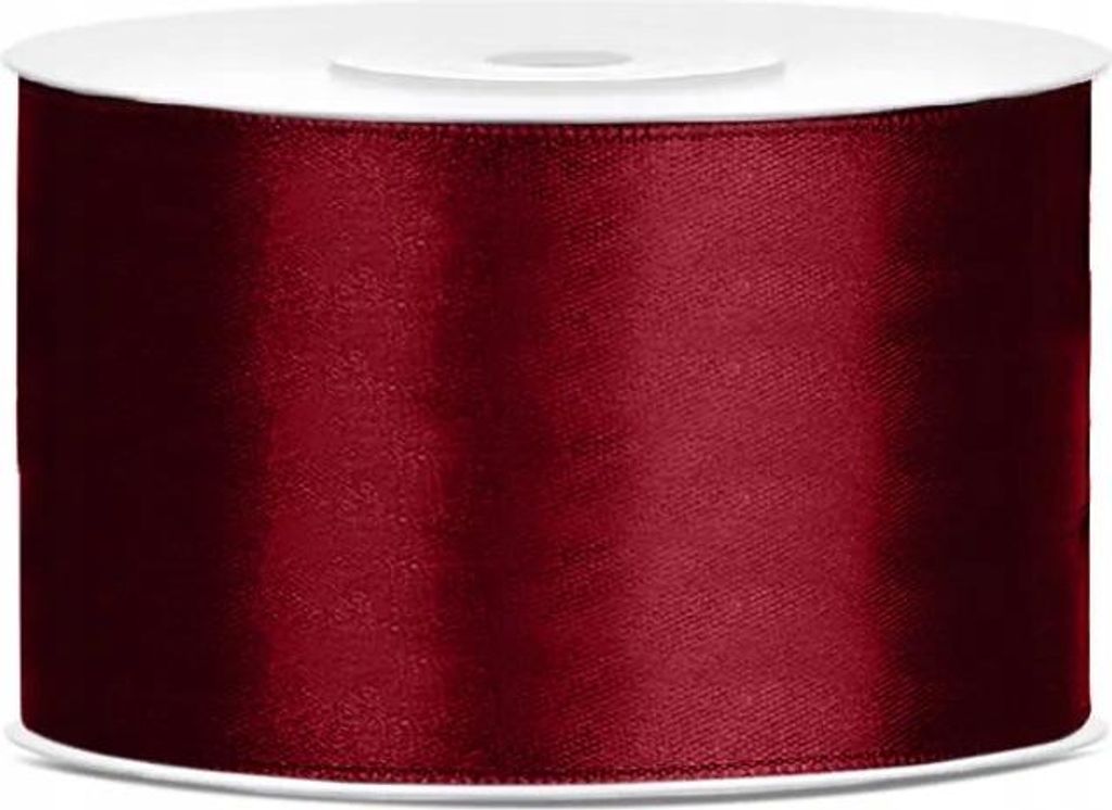 Ruban cadeau satin rouge vin 25m 38mm de large Image du produit 