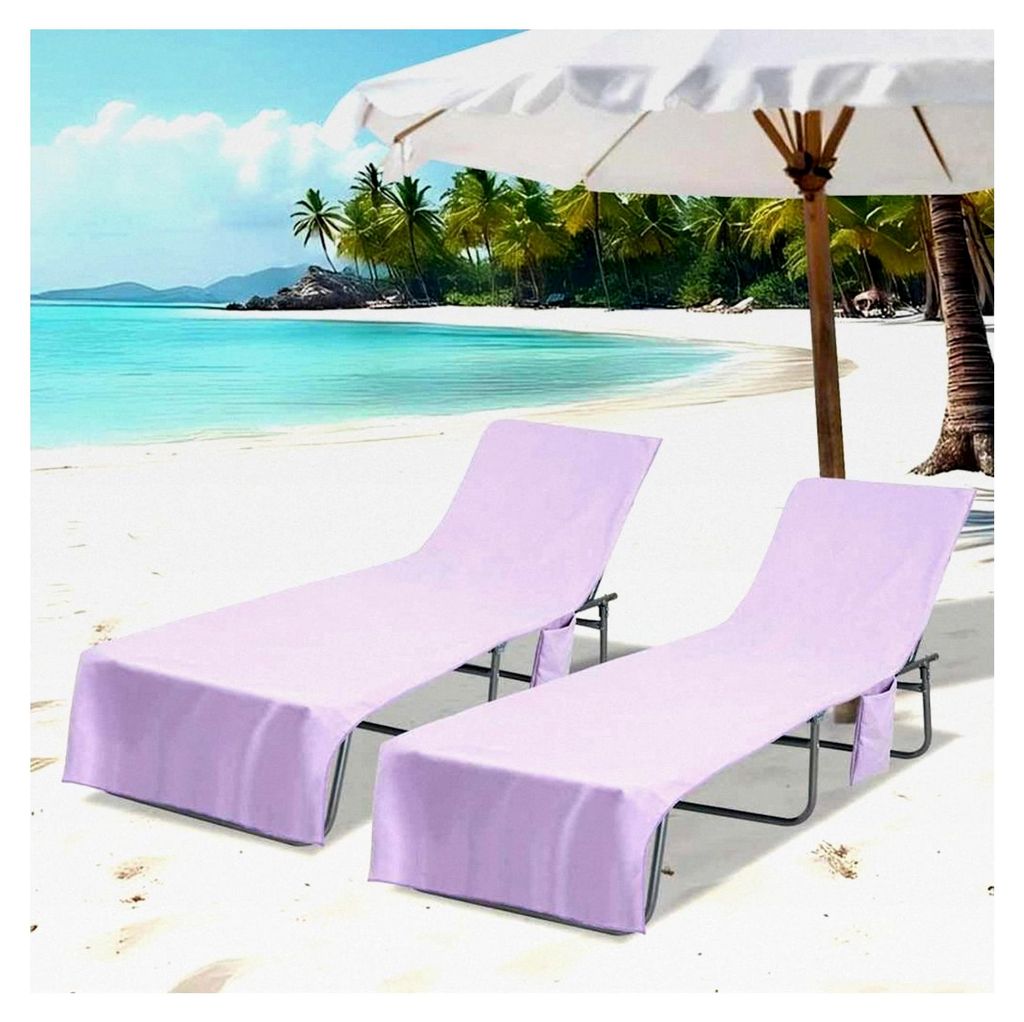 Sonnenliege-Tücher 2 Stück Lila 210 x 75 cm, Garten und Terrasse, Rechteckig, Modern, Leicht, Innovative Struktur für Außenbereiche, Einfache M...