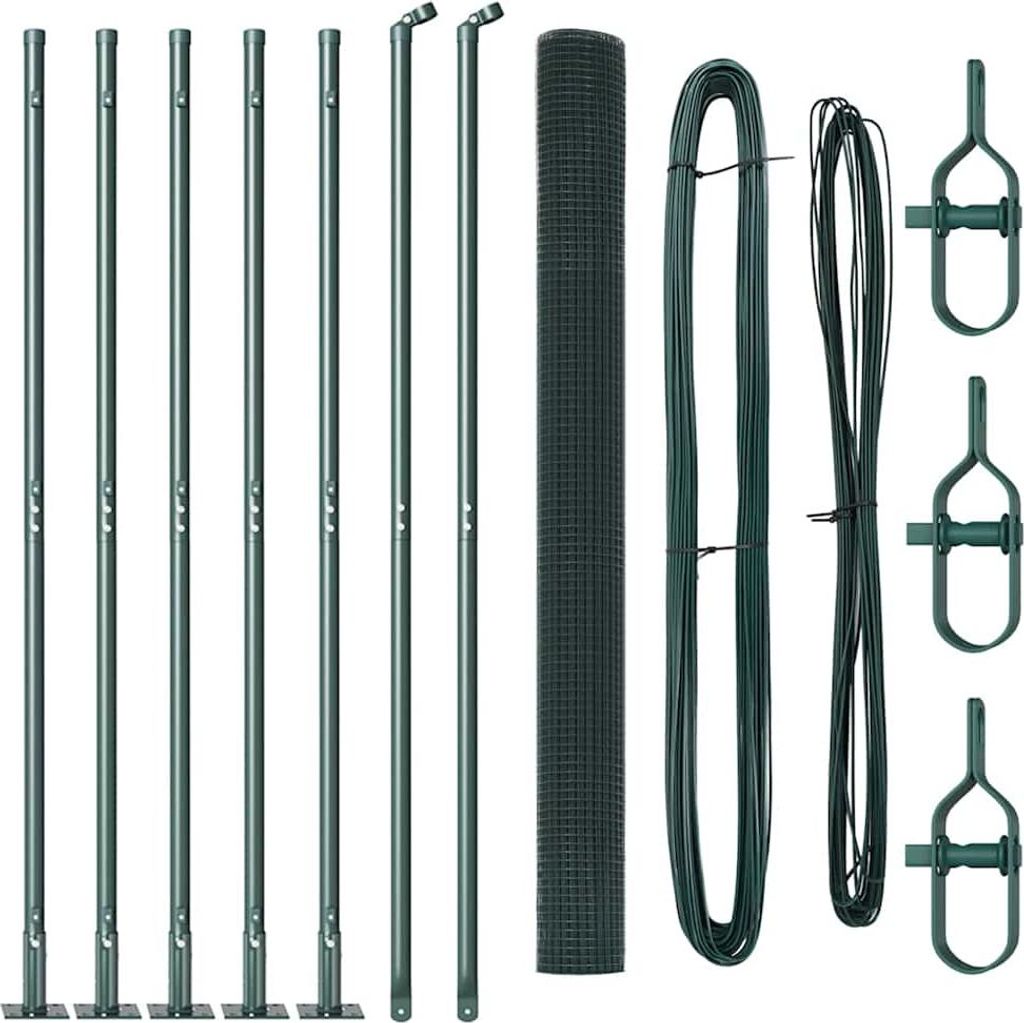 vidaXL Zaunpfosten Grün 10 x 1,4 m (25 x 25 mm Netz) Stahl und PVC