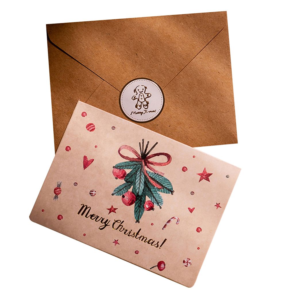 1 Set Weihnachtsgrüßkarte süße Cartoon Hand bemalt faltbare dekorative leere Innenblätter mit Umschlag XMAS Postkarte Neujahr Kid Geschenke Pa...