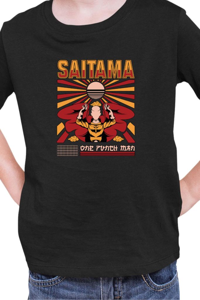 Kinder T-Shirt Manga Japan Anime Comics Animation One manga Punch Anime Man 049, 12-13 Jahr - 152 / Schwarz