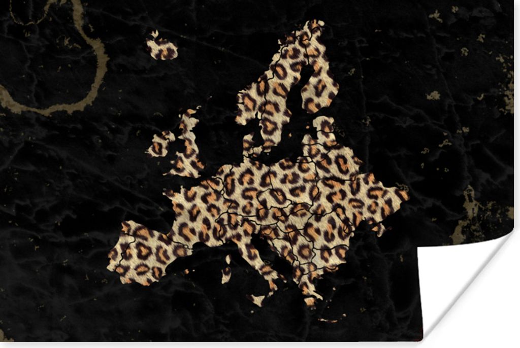 MuchoWow Poster Karte - Europa - Pantherdruck 120x80 cm - Bilder