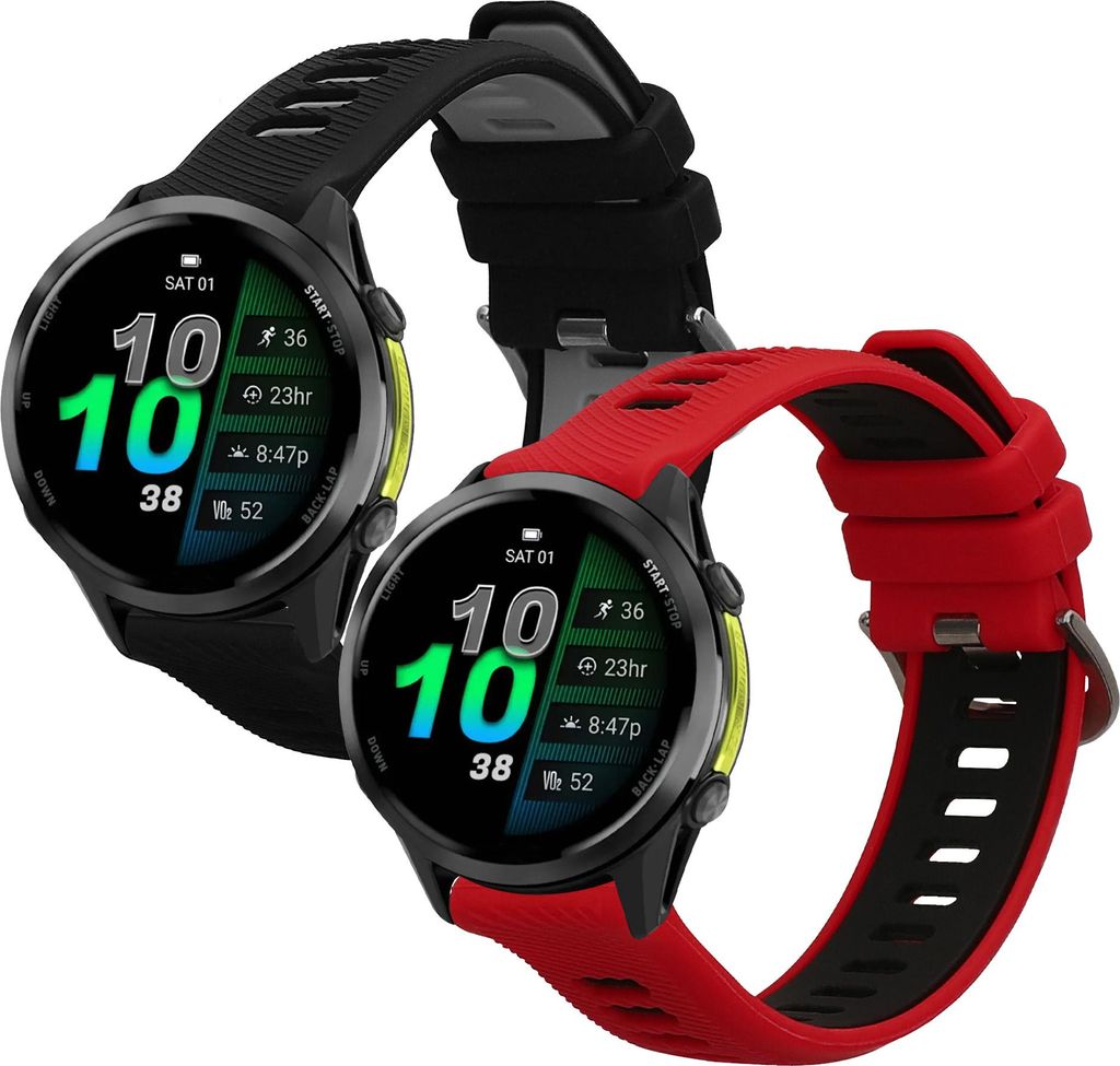 kwmobile 2x Sportarmband kompatibel mit Garmin Forerunner 970 / Forerunner 570 47mm / Venu 3 Armband - Fitnesstracker Band Set aus TPU Silikon