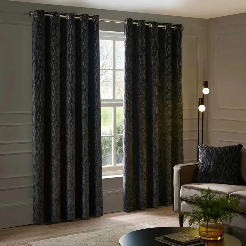 Rideaux de salon Manhattan Paoletti velours gris charbon 229x137 cm