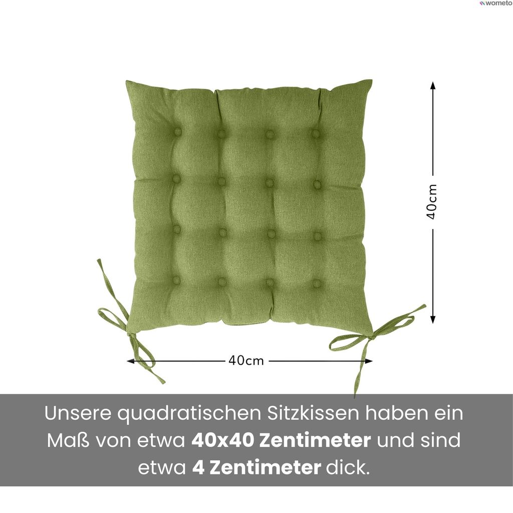 WOMETO Sitzkissen Stuhl 40x40 cm - grün
