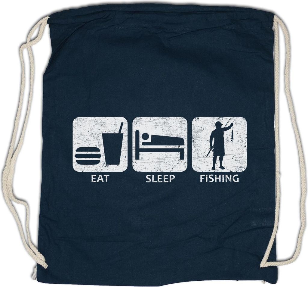 Urban Backwoods Eat Sleep Fishing, Turnbeutel, Farbe: Navy