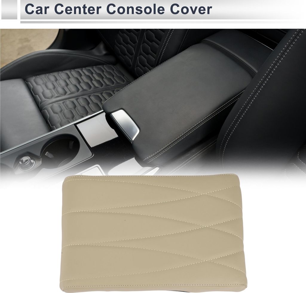 Auto Mittelkonsole Abdeckung Mittelkonsole Kissen 32x20x5cm / 12.6"x7.87"x1.97" Beige Nappa Leder