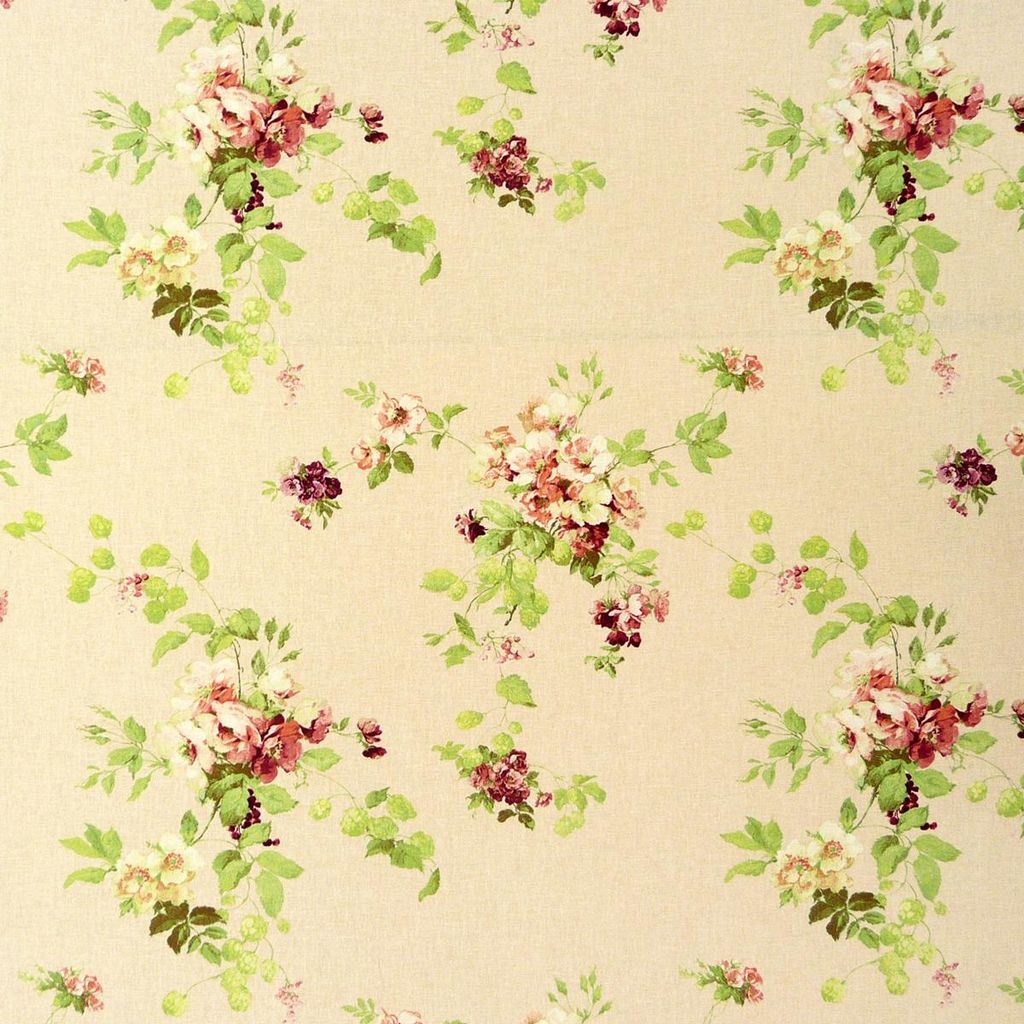 Dekostoff Meterware B von Boch Leinen Viskose Rosen lachs rosa