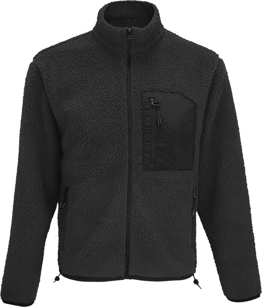 SOL'S Herren Teddyfleece Jacke Herrenjacke Sweat Jacke Winterjacke, Größe:2XL, Farbe:Carbon Grey/Black