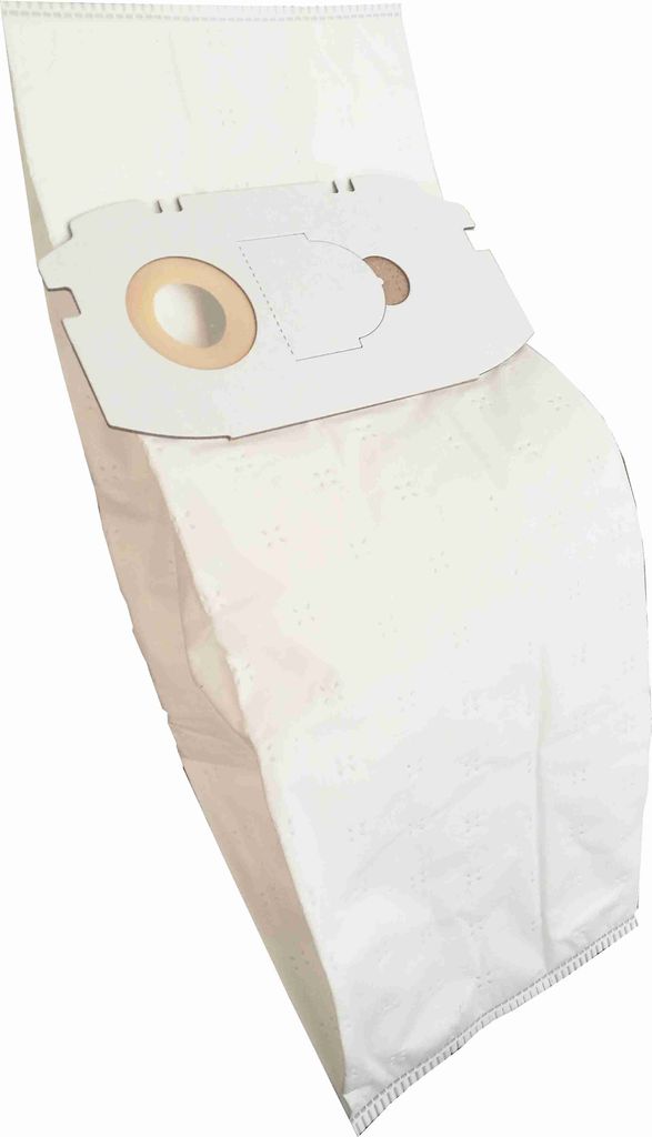 A white vacuum cleaner bag against a white background.
