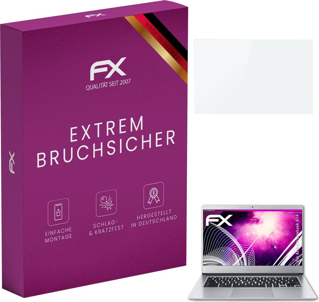 atFoliX FX-Hybrid-Glass Displayfolie kompatibel mit Acer Chromebook 514 Glasfolie