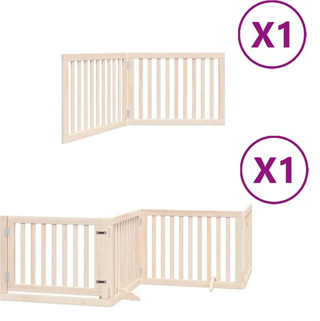 vidaXL Cancelletto per cani a 6 pezzi con porta pieghevole 480 cm in legno di pioppo