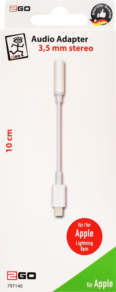 2GO 797140, 3.5mm, Männlich, Lightning, Männlich, 0,1 m, Produktbild 