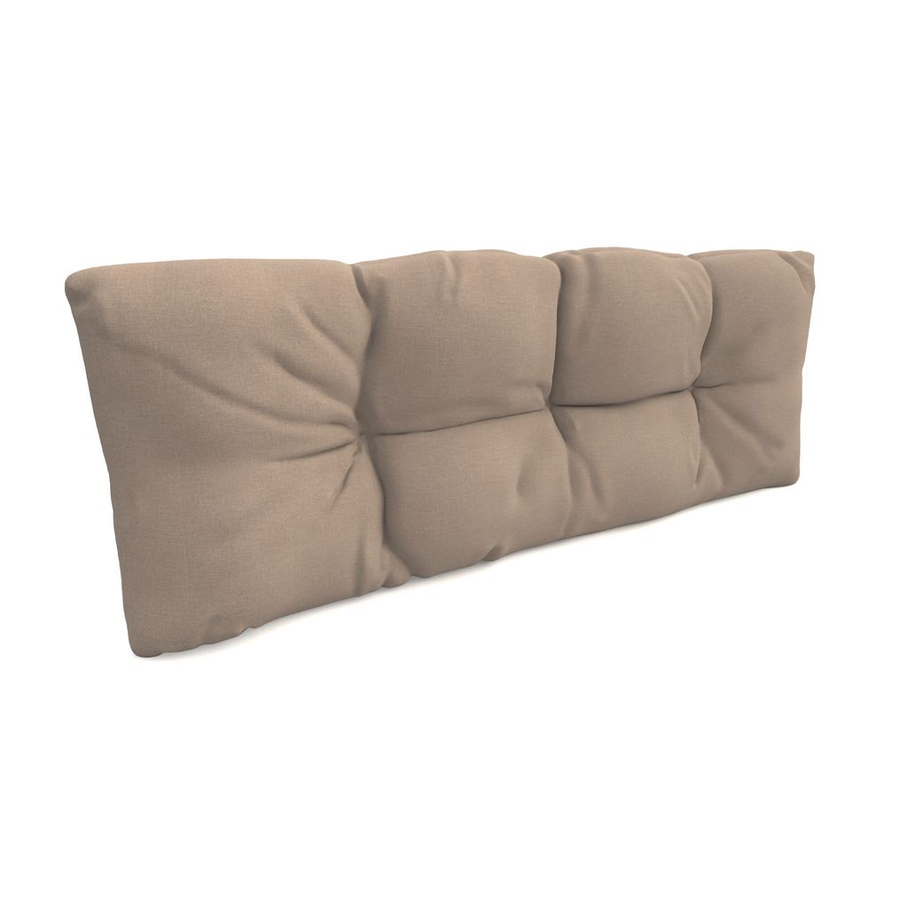 A beige tufted cushion for a sofa or pallet.