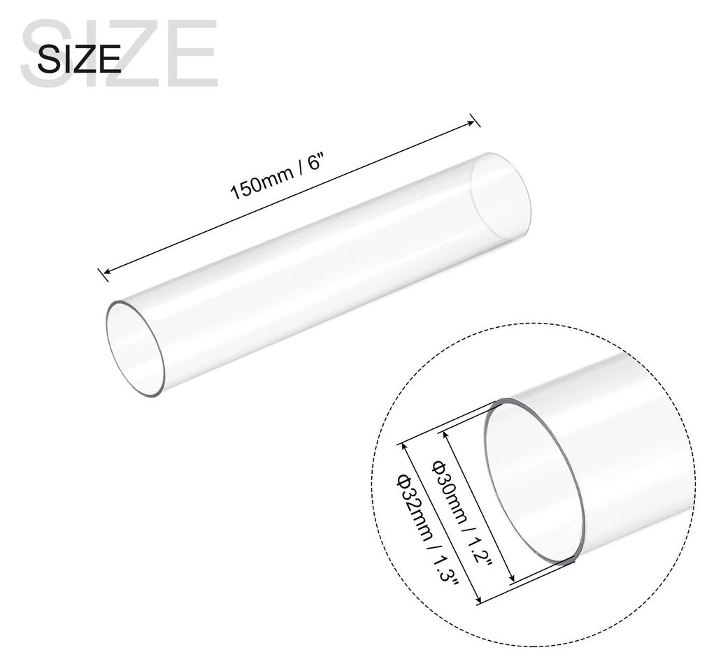 Kunststoffrohr Starre Polycarbonat Rund Rohr Klar 1.2"(30mm) Innendurchm. 1.3"(32mm) Au?endurchm.6" (150mm) Hohe Wirkung fš¹r Beleuchtung Modelle...