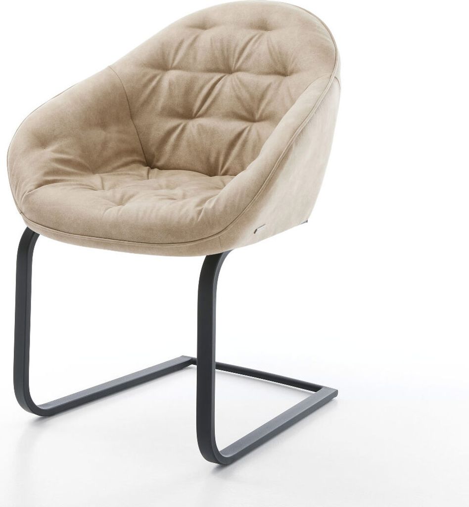 DELIFE Freischwinger Gaio-Flex Mikrofaser Beige Vintage Freischwinger flach Schwarz