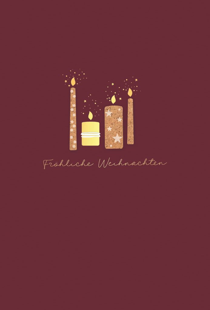 Weihnachten Handmade Weihnachtskarte mit Briefumschlag brennende Kerzen Fröhliche Weihnachten
