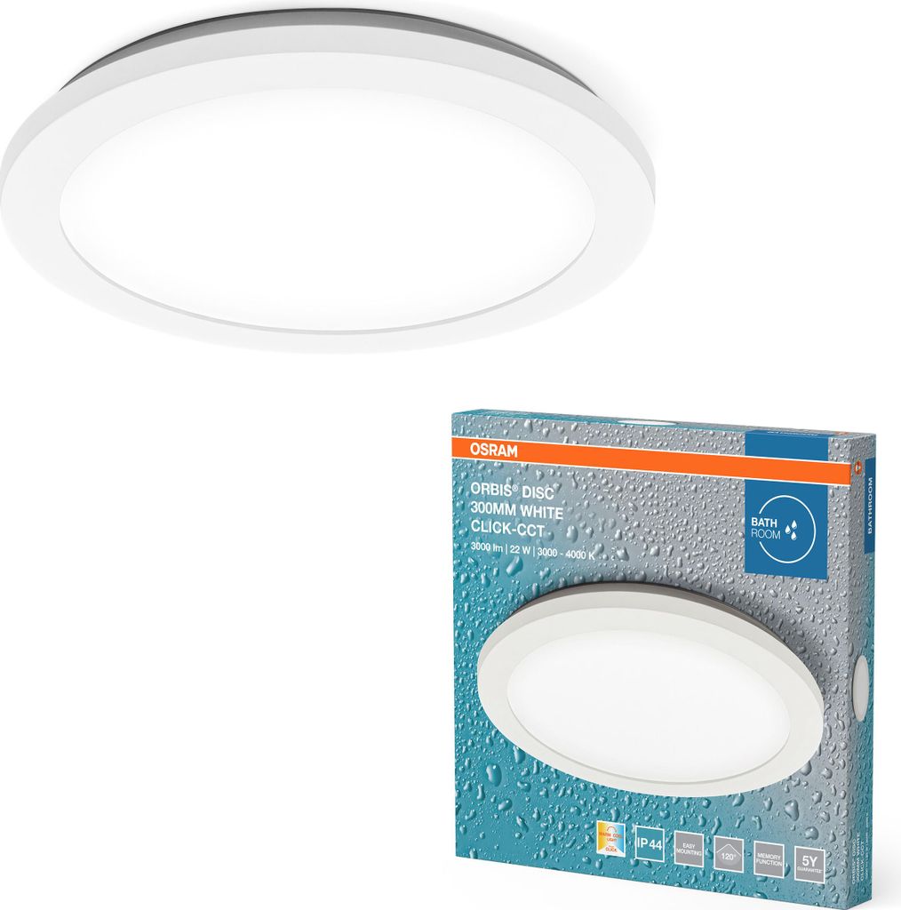 Osram LED Deckenleuchte Orbis Disc Weiß Ø30cm IP44 22W Produktbild 