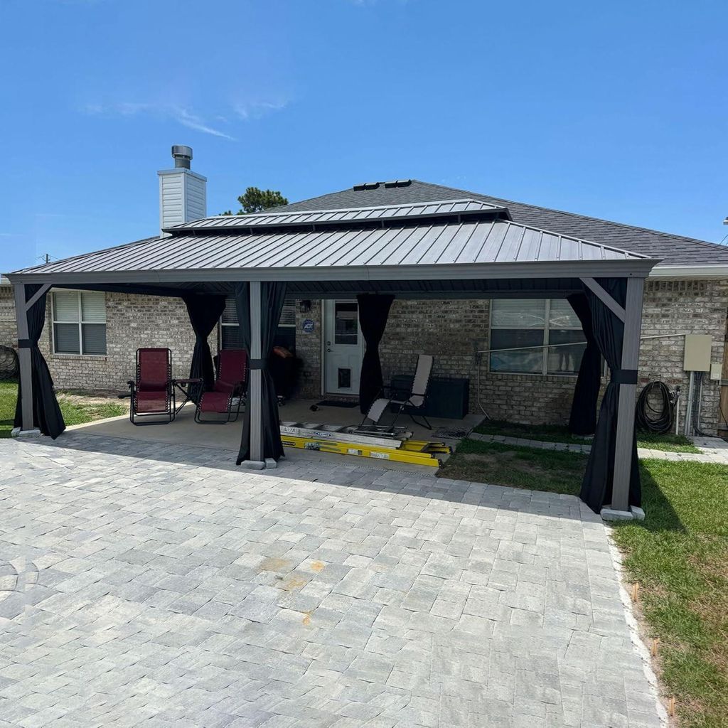 PURPLE LEAF Hardtop Pavillon 3.65x7.32m wasserdicht winterfest und stabil für den Garten,Hellgrau