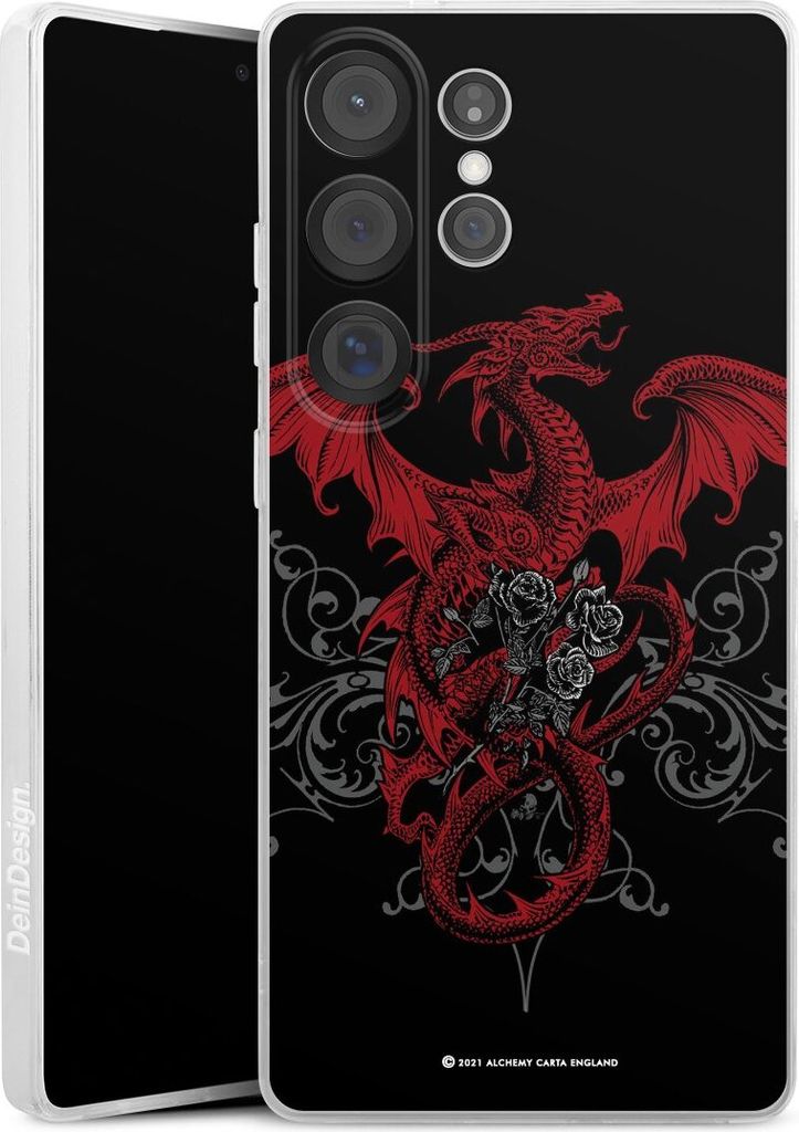 DeinDesign Handyhülle für Samsung Galaxy S25 Ultra Silikon Hülle Case Smartphone Schutzhülle Drache Gothic Rot