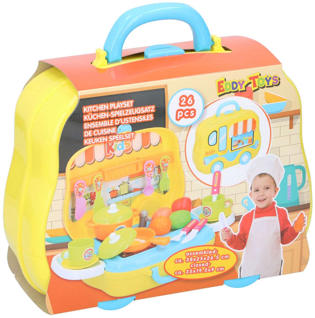 Transportable Kinder Spielzeug Kinderküche Spielküche Spielset Koffer 26 Teile 