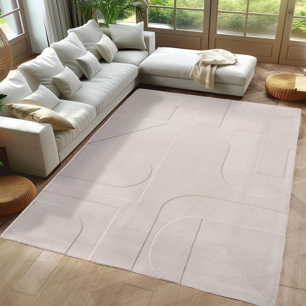 Carpetsale24 Boho Teppich Skandinavischer Kurzflor mit 3D Produktbild 