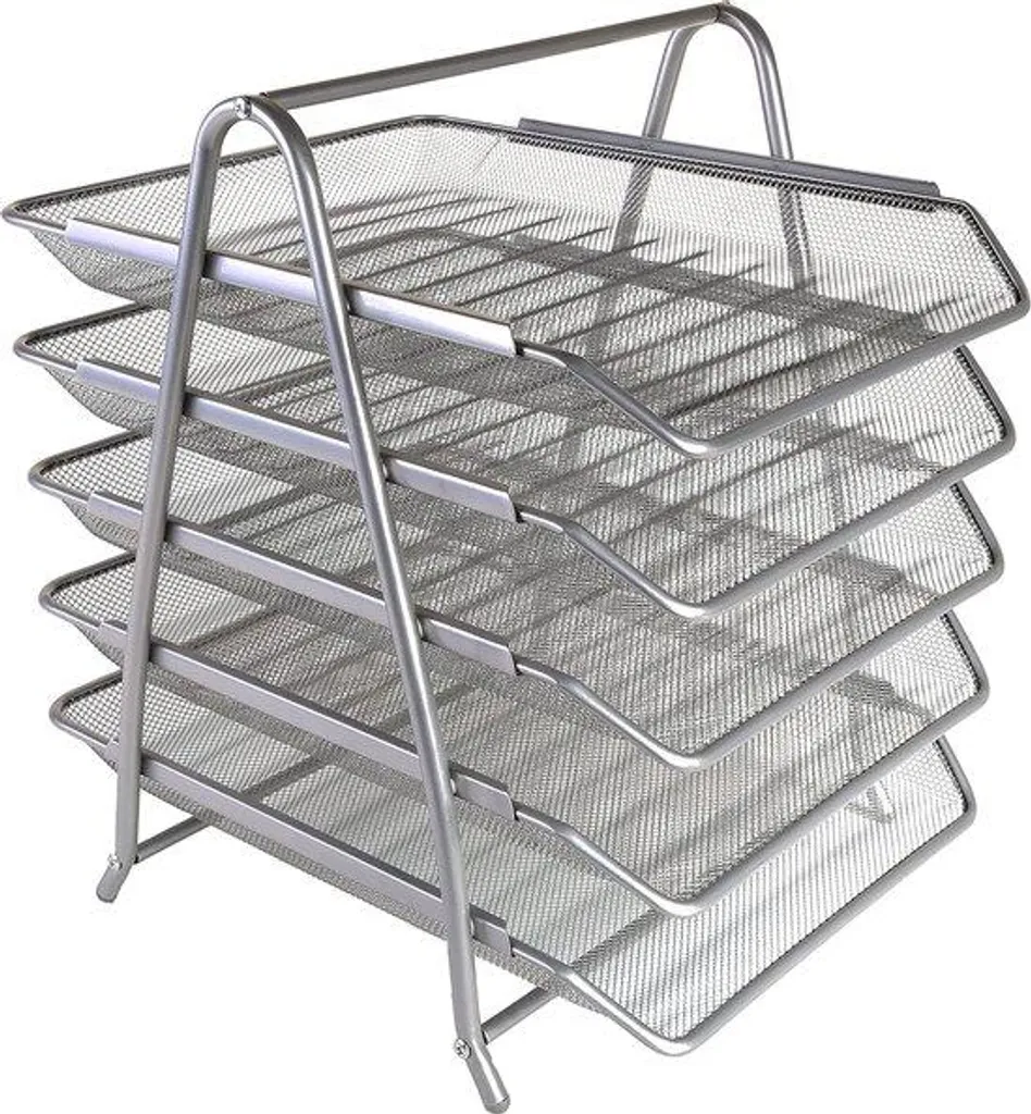 Table de service métallique argent 5 étages - Structure Acier Anti-Rayures