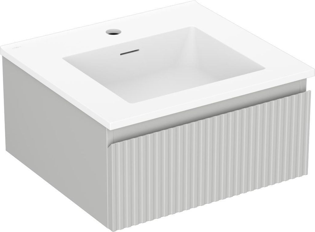 Mexen Rivel Badezimmerunterschrank 50 cm mit Waschbecken Otis, 1 Schublade, geriffelt, grau matt/weiß matt - 91A20-05023-1-BF62?