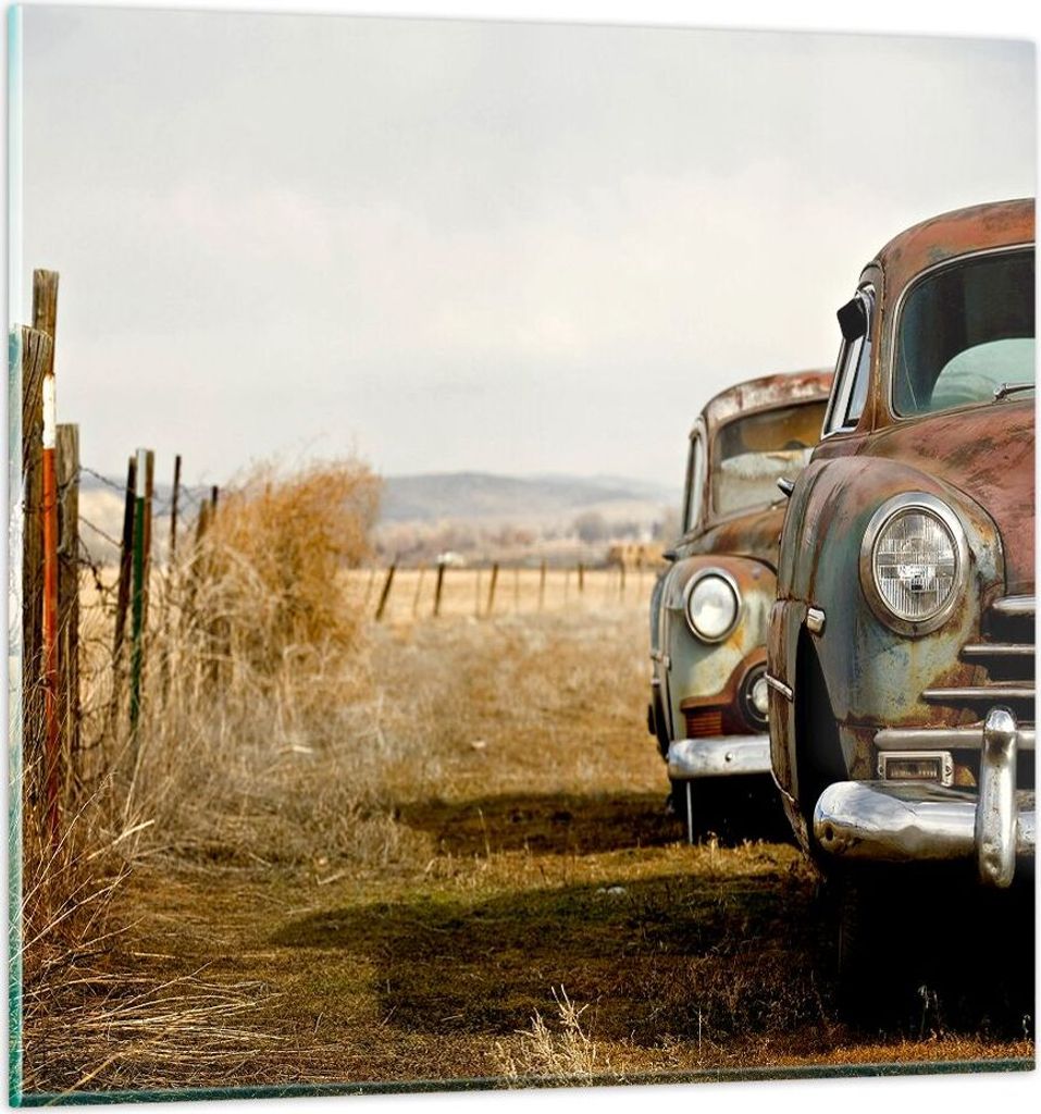 Bilder auf glas - Auto Alt Feld - 50x50cm - Glasbilder - Wandbilder - Bilder - Kunstdruck - zum Aufhängen bereit - Wanddekoration aus Glas - Glas ...