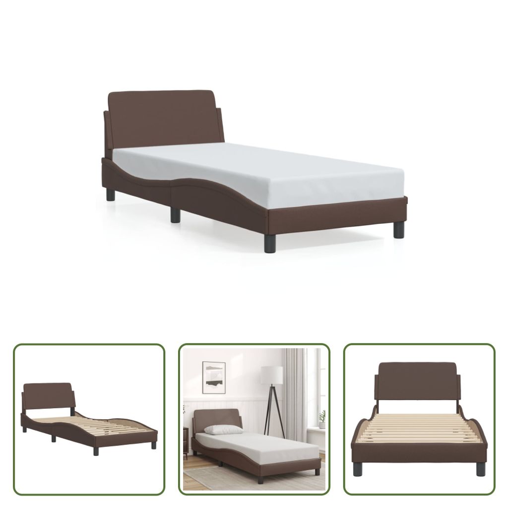 The Living Store Bettgestell mit Kopfteil Braun 80x200 cm Kunstleder