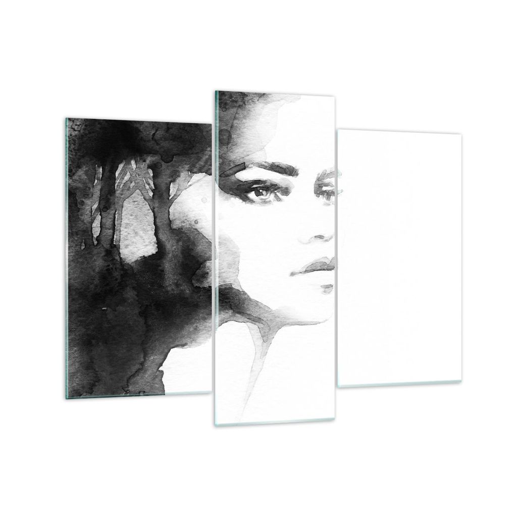 Bilder auf glas - Porträt Malerei Frau Gesicht - 130x100cm - Glasbilder - Wandbilder - Kunstdruck - zum Aufhängen bereit - Wanddekoration aus Gla...