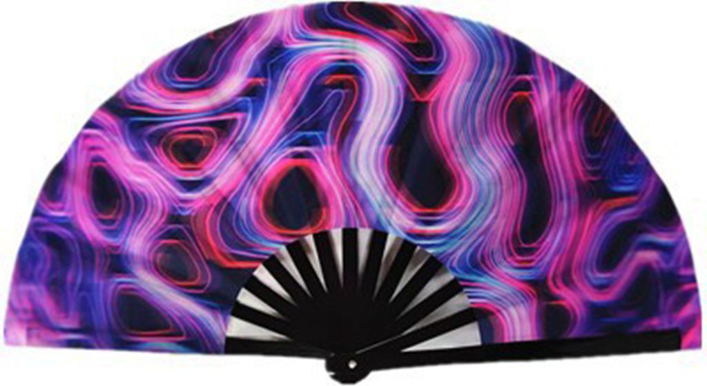 Faltungslüfter bunte holographische Rave -Lüfter Bamboo Ribs Hand Fan Dekorative Geschenke für Festival -Tanzparty-H