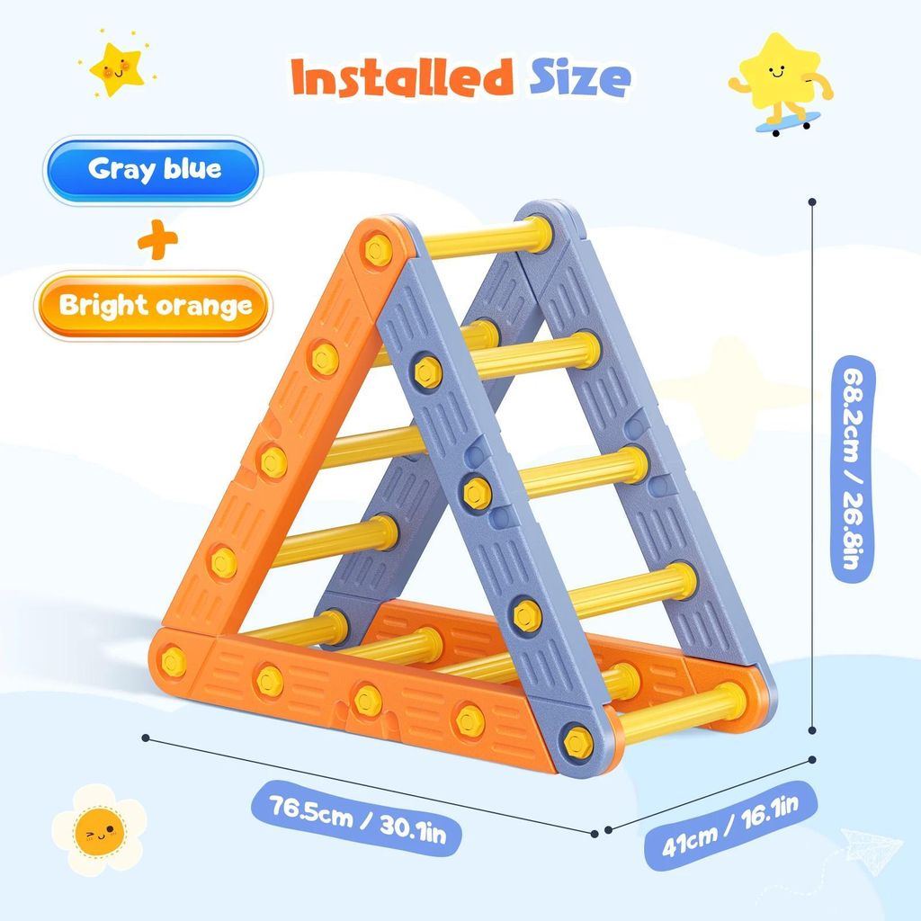 Montessori Kletterdreieck - Indoor Klettergerüst - Kunststoff Rutsche - Kletterspielzeug für Babys und Kleinkinder - Dreiecksform