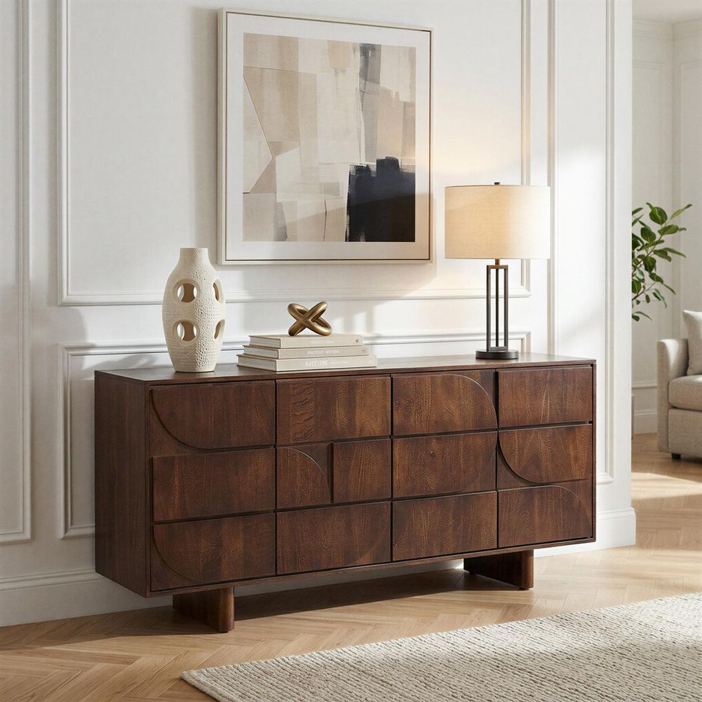 Sideboard MAWARI aus massivem Mangoholz, Braun - Kommode Produktbild 