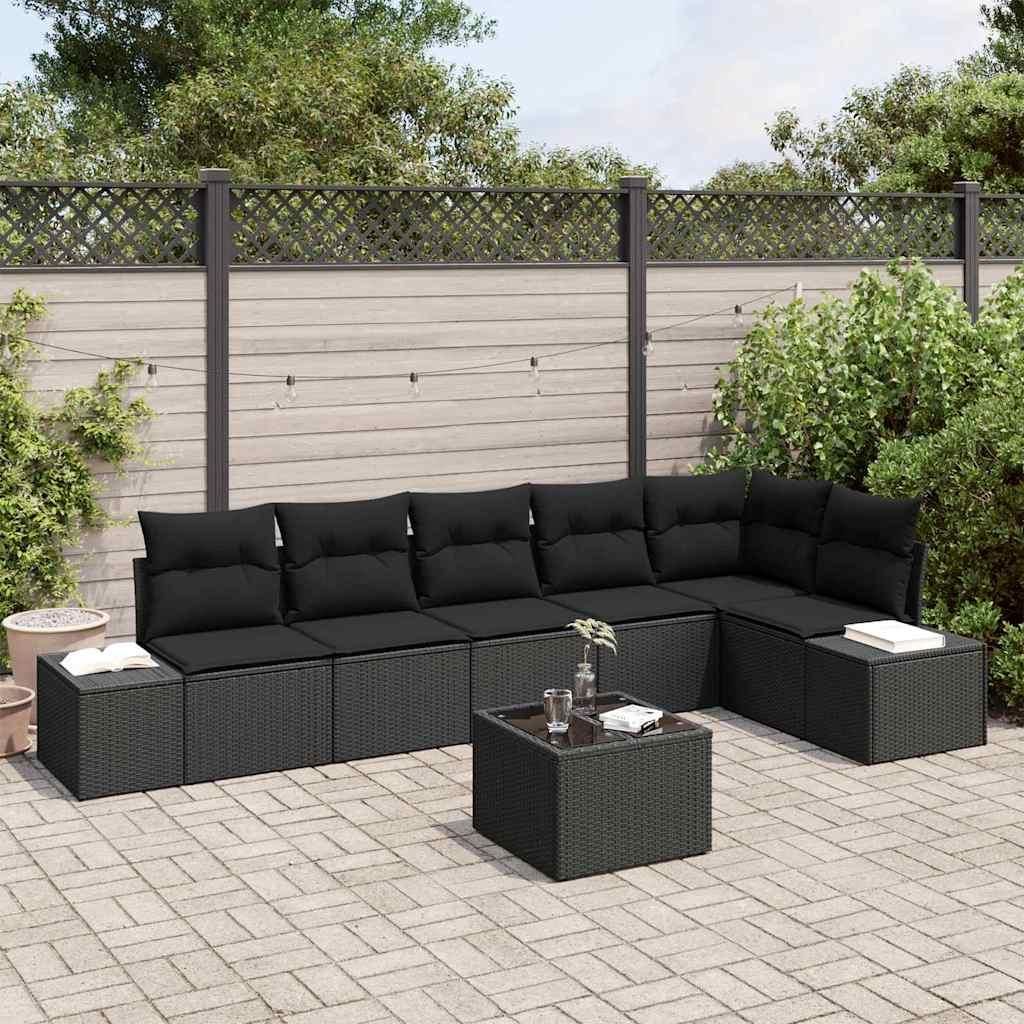 Maison Exclusive - Gartensofa-set mit Speicher Schwarz Poly-Rattan