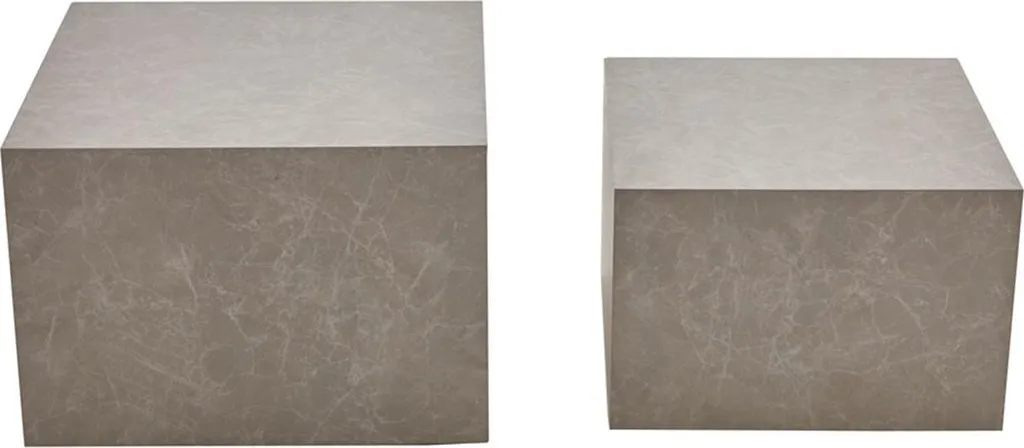 Lisa Design Fabio lot de 2 tables basses gigognes en marbre gris chic