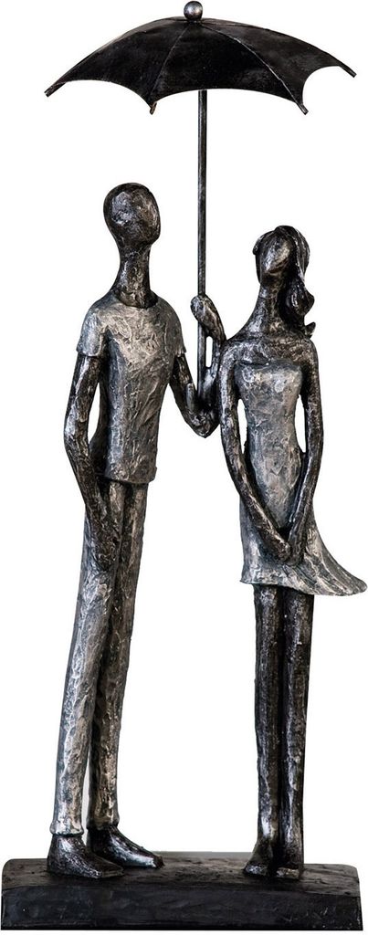 Casablanca by Gilde Dekofigur Skulptur Umbrella antik silber H. 36 cm,79129