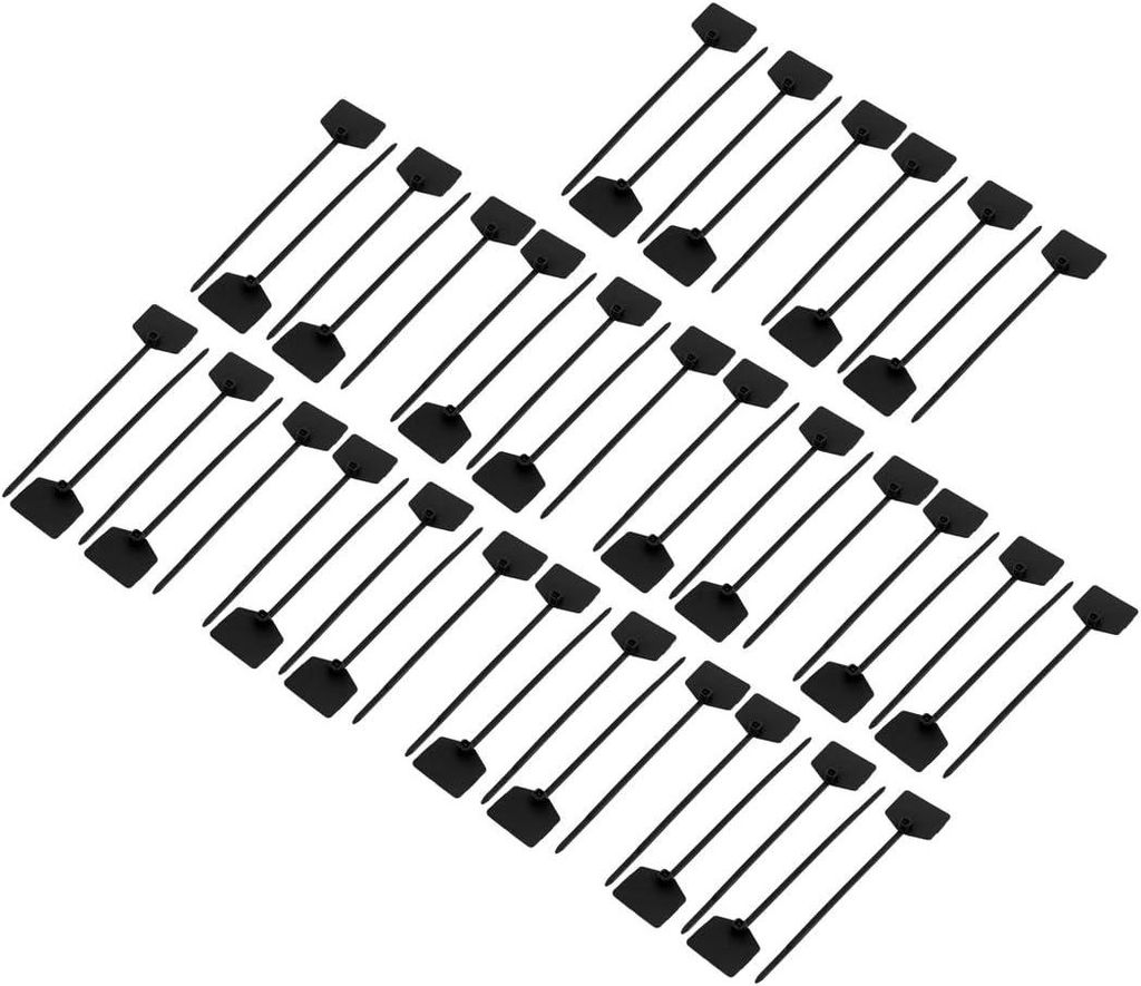 50 Stück selbstsichernde 3×120 mm Nylon-Kabelbinder, schwarze Kabelmarkierung, Kabelmarkierer