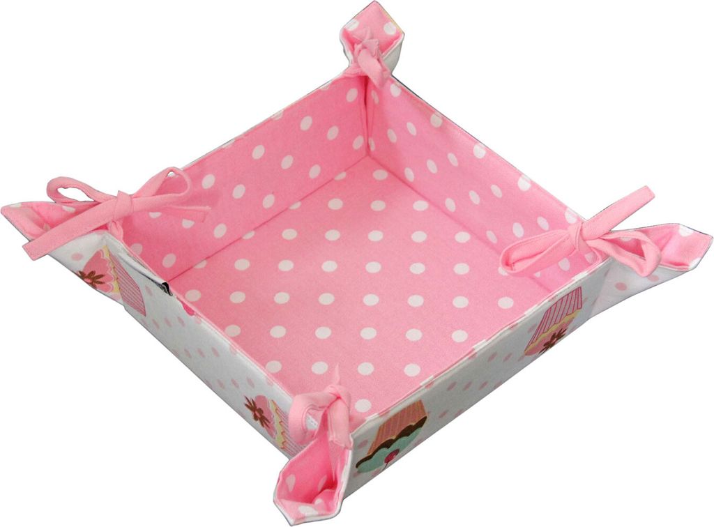 HOMESCAPES Brotkorb Stoff Wendemuster Cupcakes
