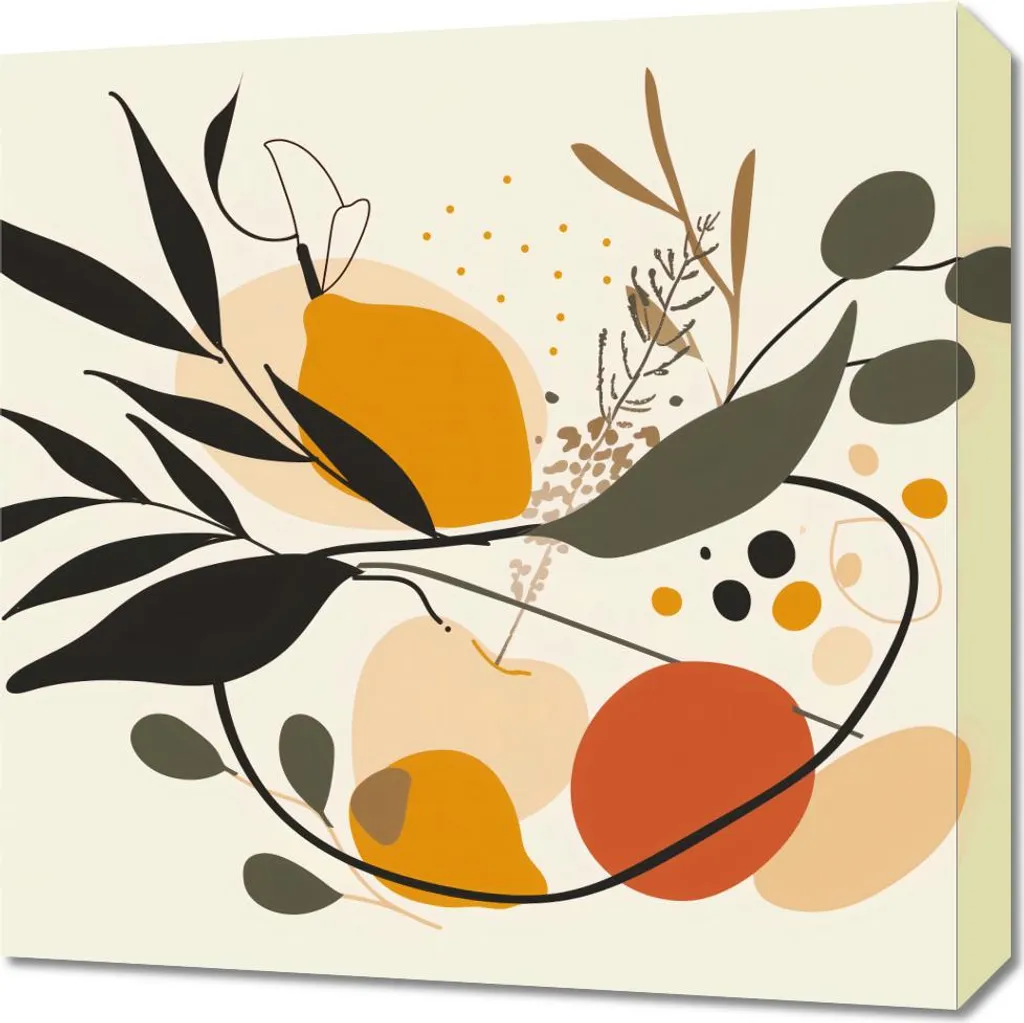 Quadro Astratto Foglie 50x50 | Vortice Botanico per Casa Moderna