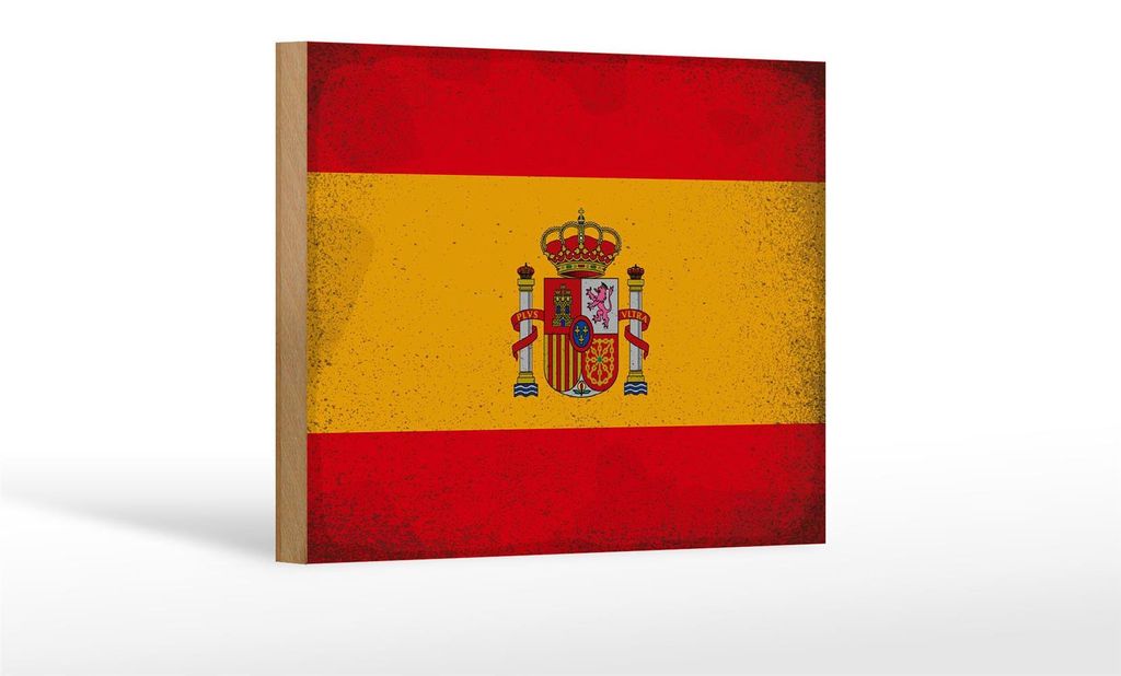 Holzschild Flagge Spanien 18x12 cm Flag of Spain Vintage Dekoration