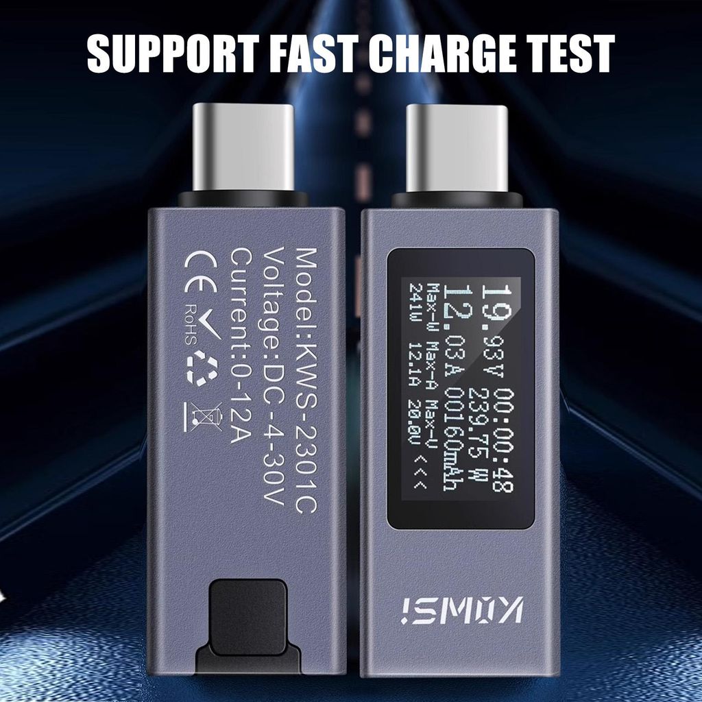 YEREADW PD Tester USB C Multimetro Digitale, 4.5-50V 0-12A Voltmetro Amperometro USB, Tester di Tensione e Corrente, Rilevatore Capacità Batteria per YEREADW PD Tester USB C Multimetro Digitale, 4.5-50V 0-12A Voltmetro Amperometro USB, Tester di Tensione e Corrente, Rilevatore Capacità Batteria per