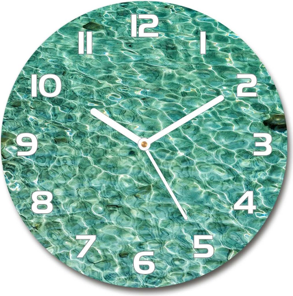 Wanduhr aus Glas 30fi Glasbild Glasuhr Gehärtetes Glas - weisse-zeiger - Transparent water